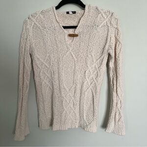 J. Crew Knit Cotton Hooded Pullover Sweater Size Small. Cream colored